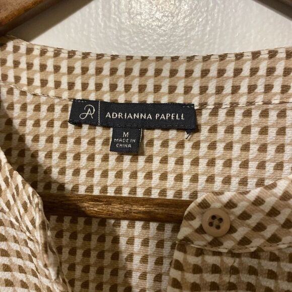 Adrianna Papell Long Sleeve Geometric Print Button Down Blouse Size Medium - Picture 6 of 11